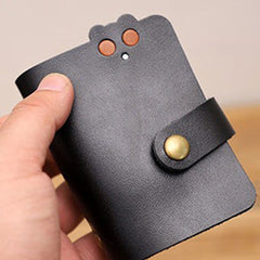 Cute Women Black Leather Card Holder Credit Card Wallet Bear Multi Card Wallet For Women