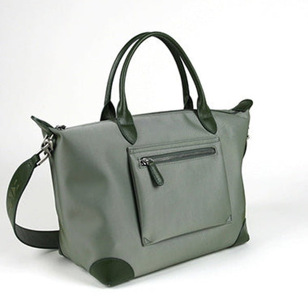 Green Womens Nylon Shoulder Tote Green Nylon Handbag Shoulder Purse for Ladies