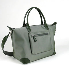 Green Womens Nylon Shoulder Tote Green Nylon Handbag Shoulder Purse for Ladies