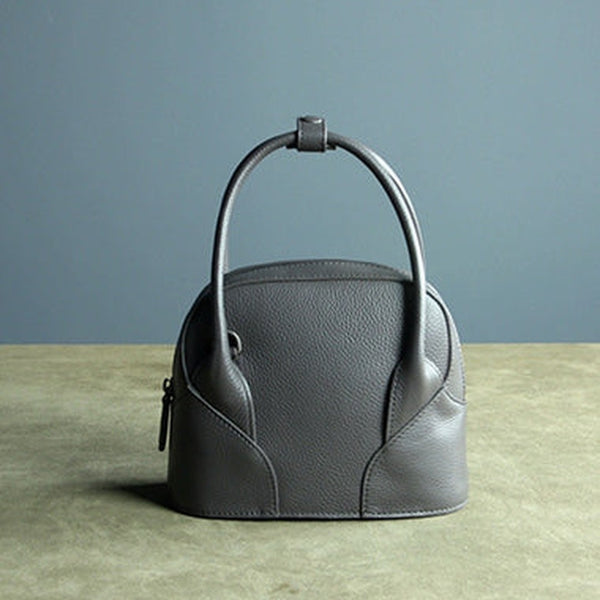 Small Womens Dark Gray Leather Handbag Purse Leather Classic Gray Shoulder Bag Handbag Purse for Ladies