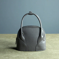 Small Womens Dark Gray Leather Handbag Purse Leather Classic Gray Shoulder Bag Handbag Purse for Ladies