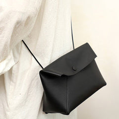 Cute LEATHER Mini Side Bag Black Handmade WOMEN Crossbody BAG Phone Purse FOR WOMEN
