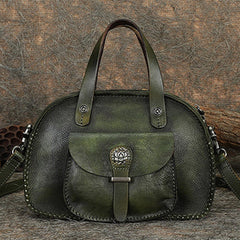 Best Green Leather Womens Vintage Handbag Handmade Crossbody Purse for Ladies