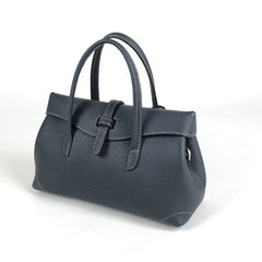 Womens Navy Work Leather Handbag Purse Leather Gray Work Shoulder Bag Handbag Purse for Ladies