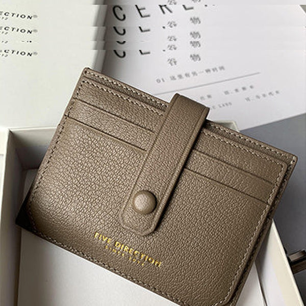 Cute Women Khaki Sheepskin Card Holder Slim Card Wallet Khaki Card Holder Credit Card Holder For Women
