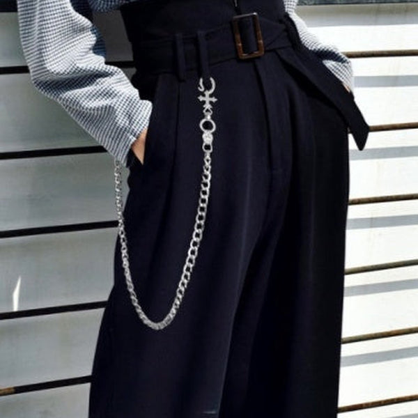 Silver Long Wallet Chain Mens Cross Pants Chain Cool Biker Wallet Chain For Men