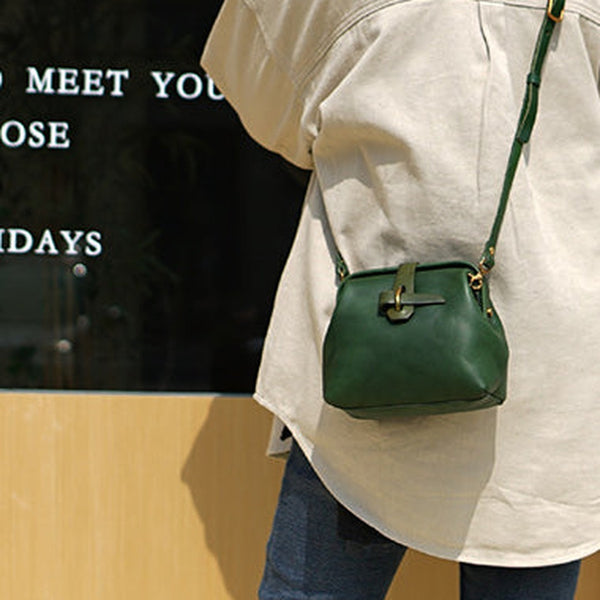 Vintage Womens Green Leather Doctor Shoulder Bag Side Purses Doctor Crossbody Purses for Women