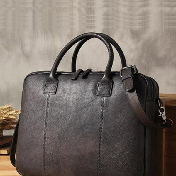 Vintage Leather Mens Briefcase Handbag Work Bag Laptop Bag Business Bag for Men