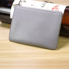 Cute Women Gray Leather Mini Zip Coin Wallet Change Wallet Zipper Change Wallet For Women