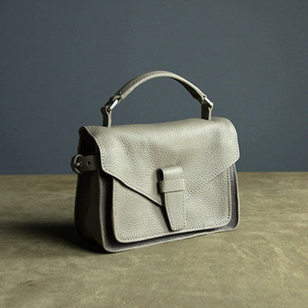 Cute Gray Mini Leather Womens Satchel Handbag Small Satchel Shoulder Bag Small Satchel Bag for Women