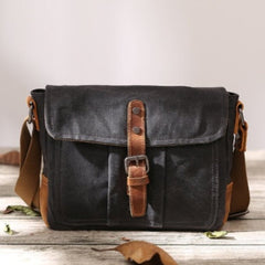 Canvas Messenger Bag for Men Small Waxed Canvas Crossbody Bag Mens Waterproof Camera Bag Gray Side Bag Courier Bag