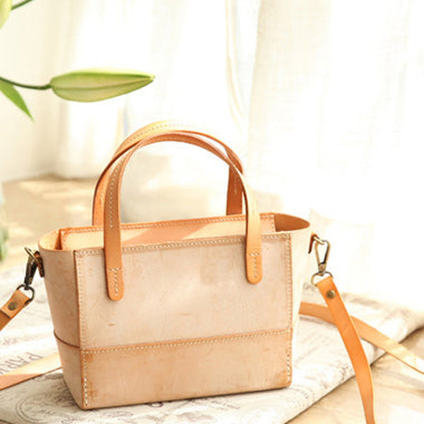Vintage Womens Beige Leather Handbag Tote Purse Tote Handmade Shopper Side Tote Bag for Men
