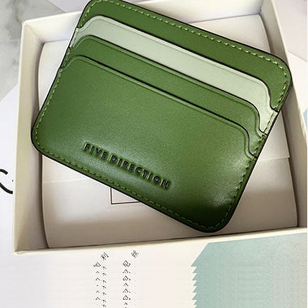 Cute Women Green Vegan Leather Card Holders Slim Card Wallet Minimalist Credit Card Holder For Women