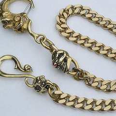 Solid Brass Cool Punk Rock Skull Wallet Chains Biker Wallet Chain Trucker Wallet Chain for Men