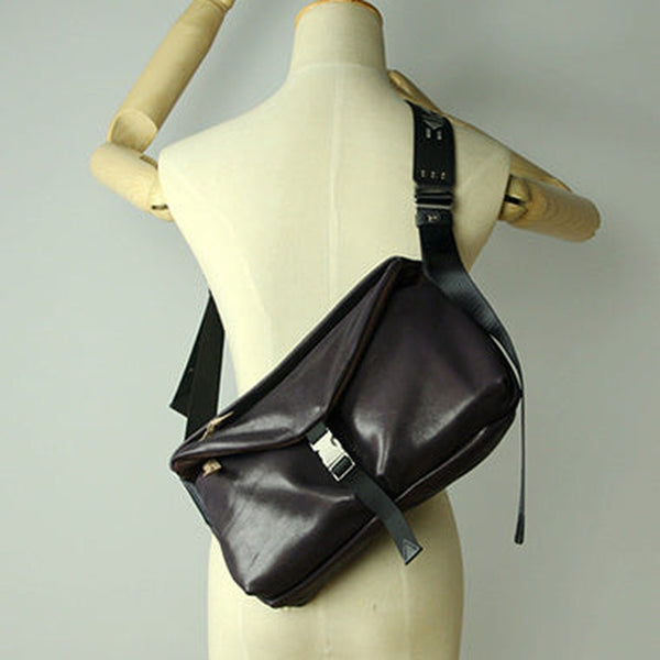 Stylish Men Coffee Leather Shoulder Purse Side Bag Leather Messenger Bag for Men