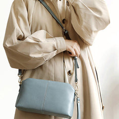 Zip Womens Leather Wristlet Wallet Blue Crossbody Purse Cute Shoulder Bag for Women