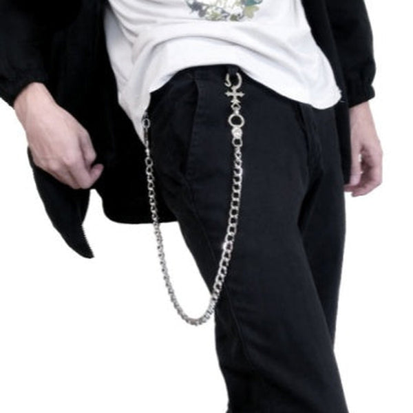 Cool Biker Wallet Chains For Men Silver Long Wallet Chain Mens Cross Pants Chain