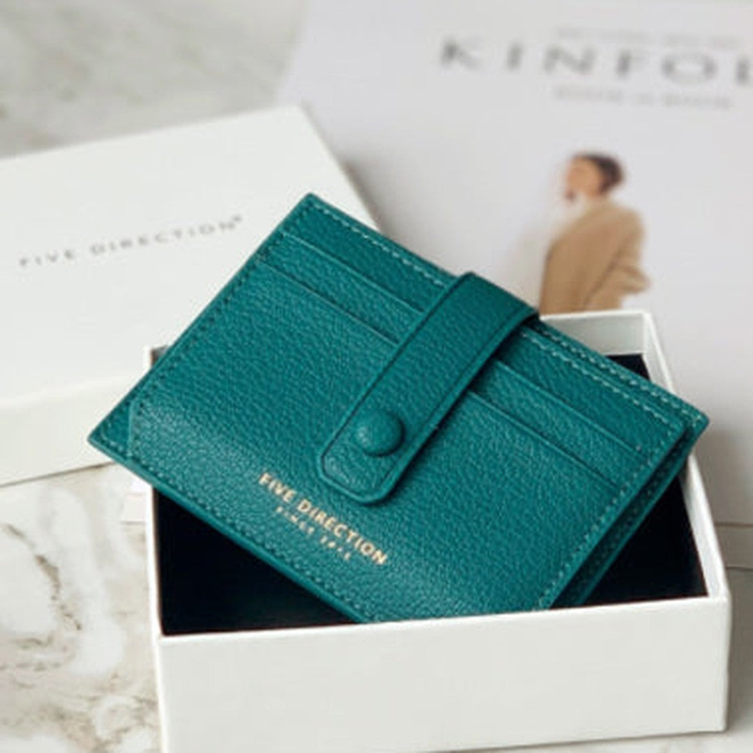Cute Women Green Vegan Leather Small Card Holder Card Wallets Slim Card Holders Credit Card Holder For Women