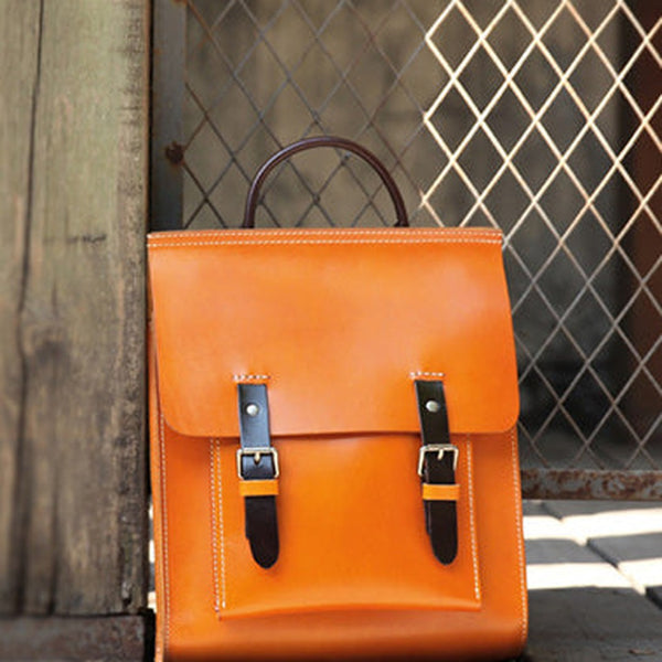 Best Handmade Tan Leather Womens Backpack Tan Womens Satchel School Backpacks