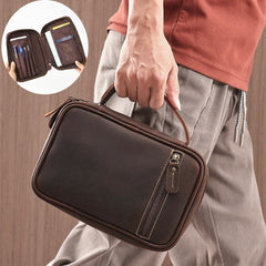 Brown Leather Mini Briefcase ipad Mini Briefcase for Men Mini Briefcase Bag Leather