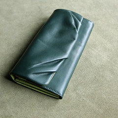Classic Green Leather Womens Wallet Bifold Clutch Wallet Long Wallet for Women