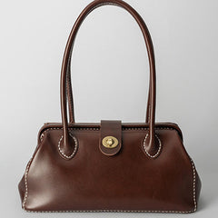 Handmade Womens Leather Doctor Handbag Purse Coffee Shoulder Bag Doctor Bags for Women