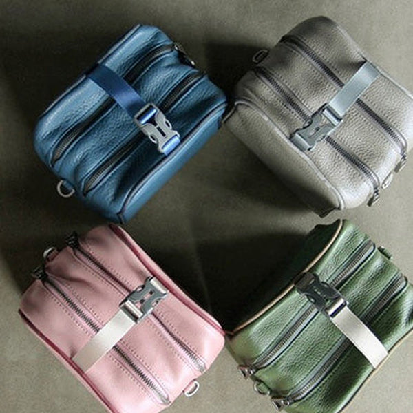 Mini Womens Leather Shoulder Purse Cube Double Zip Leather Crossbody Purse for Ladies
