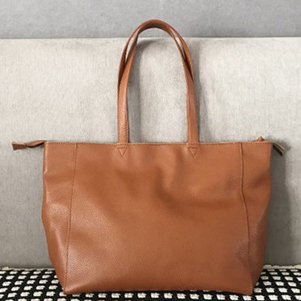 Stylish Womens Brown Leather Tote Bag Shoulder Tote Bag Brown Tote Purse For Women