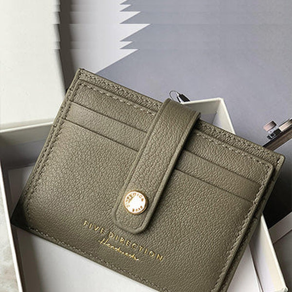 Cute Women Olive Green Sheepskin Card Holder Slim Card Wallet Olive Green Small Card Holder Credit Card Holder For Women