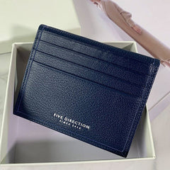 Minimalist Women Dark Blue Leather Slim Card Holders Small Card Wallet Cute Card Holder Credit Card Holder For Women