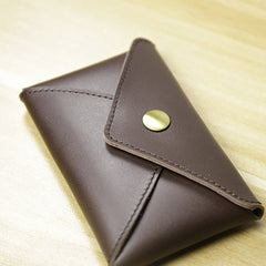 Slim Women Coffee Leather Card Wallet Minimalist Envelope Card Holder Wallet Coin Wallet For Women