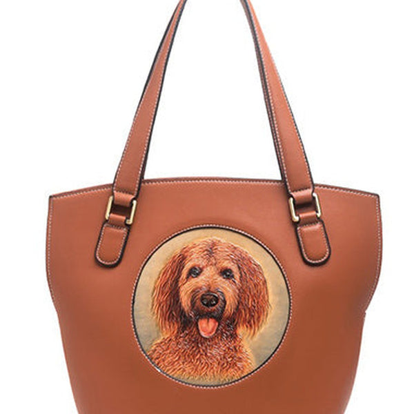 Handmade Womens Brown Leather Tote Handbag Purse Dog Tote Bag for Women