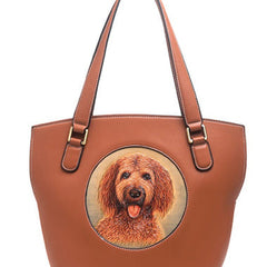 Handmade Womens Brown Leather Tote Handbag Purse Dog Tote Bag for Women