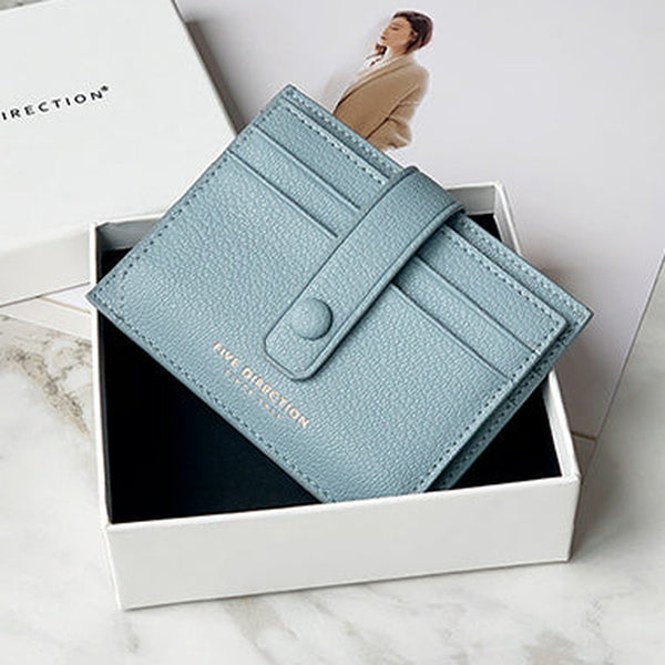 Cute Women Light Blue Vegan Leather Small Card Holder Card Wallets Slim Card Holders Credit Card Holder For Women