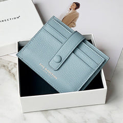 Cute Women Light Blue Vegan Leather Small Card Holder Card Wallets Slim Card Holders Credit Card Holder For Women