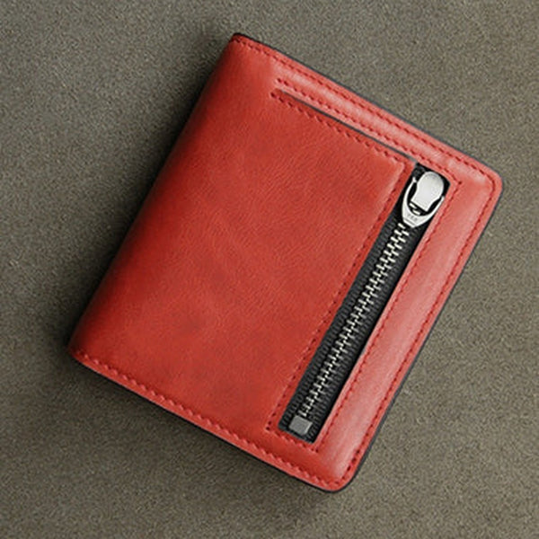 Cute Women Red Leather Small Bifold Wallet Billfold Wallet with Coin Pocket For Women