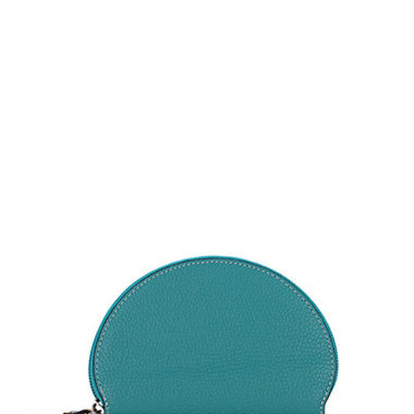 Cute Women Green Leather Slim Zipper Wallet Small Card Holder Round Change Coin Wallet For Women
