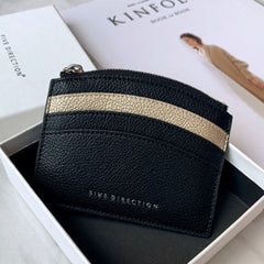 Cute Women Black Leather Card Holder Small Card Wallet Minimalist Credit Card Holders For Women