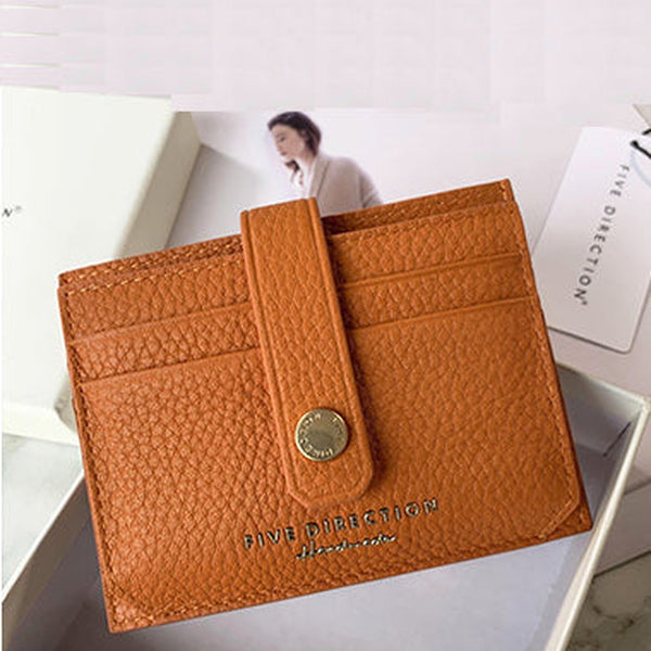 Cute Women Orange Leather Small Card Holders Card Wallet Slim Card Holder Credit Card Holder For Women
