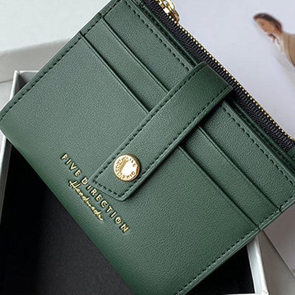 Minimalist Women Green Vegan Leather Small Wallet BILLFOLD Card Holders Slim Card Holder Wallet Credit Card Holder For Women
