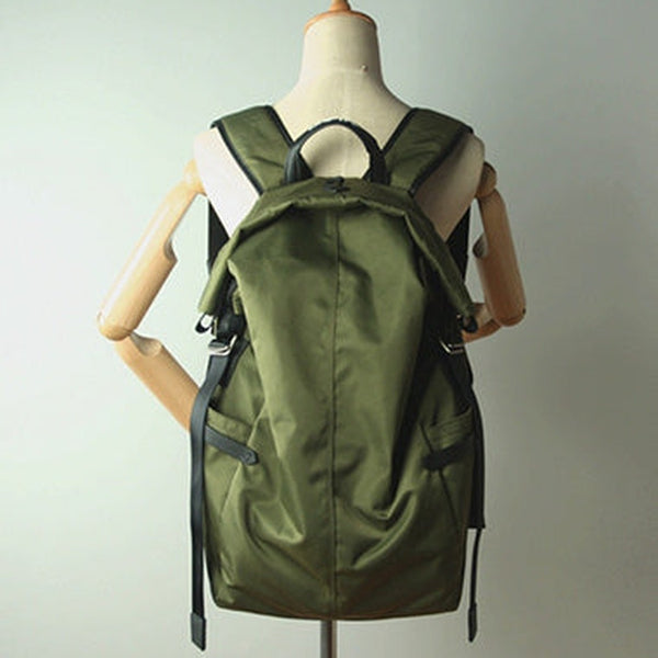 Womens Nylon Large Backpack Purse Army Green Nylon Travel Backpack School Rucksack for Ladies