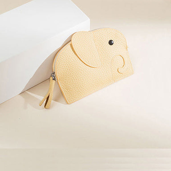 Cutest Women Yellow Leather Elephant Small Zipper Wallet Keychain with Wallet Change Wallet For Women