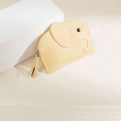 Cutest Women Yellow Leather Elephant Small Zipper Wallet Keychain with Wallet Change Wallet For Women