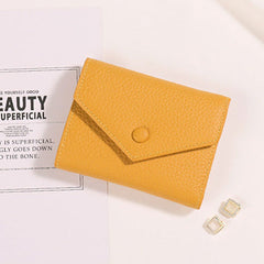 Cute Women Envelope Yellow Leather Small Wallet Billfold Envelope Small Wallet For Ladies