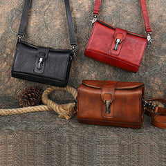 Vintage Leather Womens Box Shoulder Bag School Crossbody Purse for Women