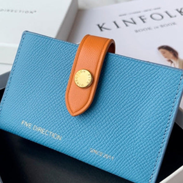 Cute Women Blue Small Leather Card Holders Slim Card Wallet Green Credit Card Holder For Women