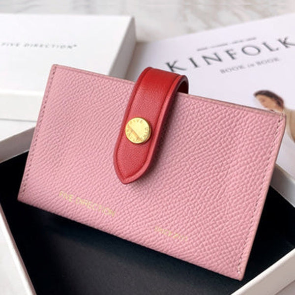 Cute Women Light Pink Small Leather Card Holders Slim Card Wallet Green Credit Card Holder For Women