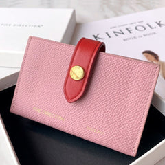 Cute Women Light Pink Small Leather Card Holders Slim Card Wallet Green Credit Card Holder For Women