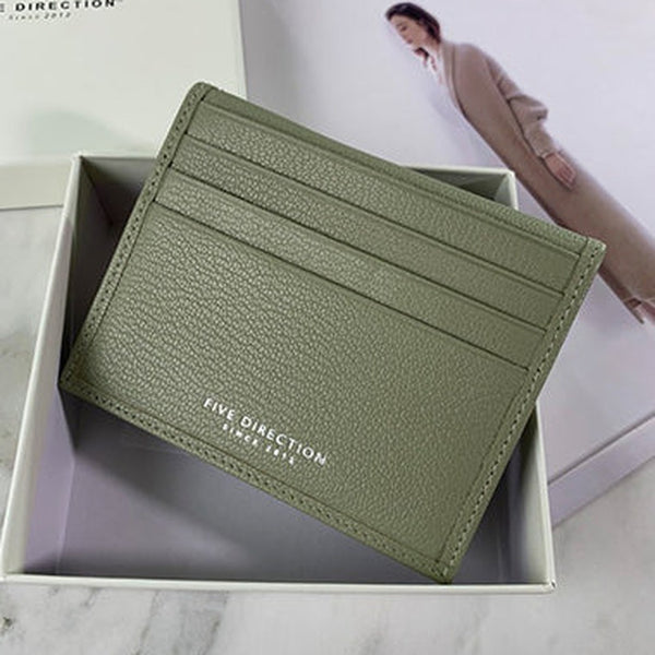 Minimalist Women Matcha Green Leather Slim Card Holders Small Card Wallet Cute Card Holder Credit Card Holder For Women