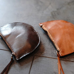 Vintage Women Leather Zip Coin Pouch Saddle Coin Wallet Change Wallet For Women